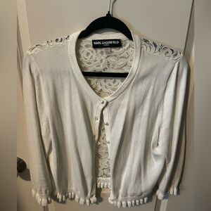 Karl Lagerfeld Ivory Lace Cardigan